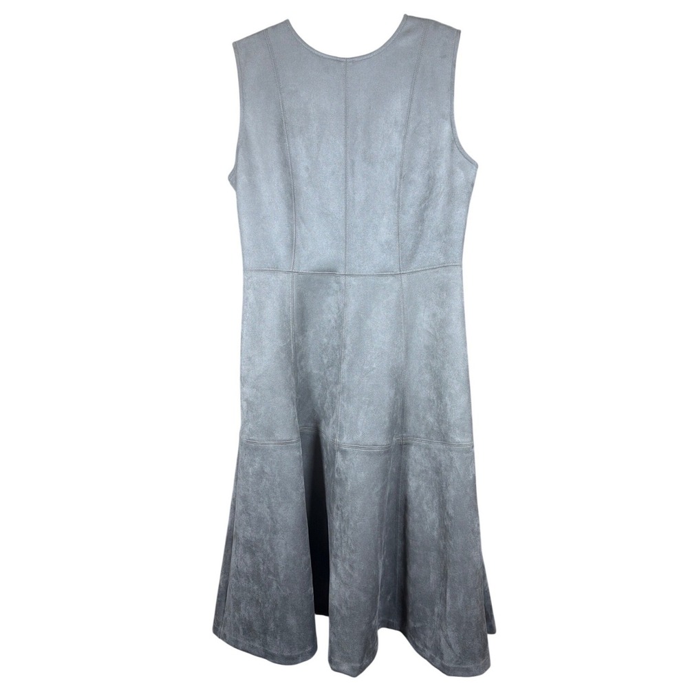 Ann Taylor Grey Faux Suede Sleeveless Fit and Flare Midi Dress Womens 10